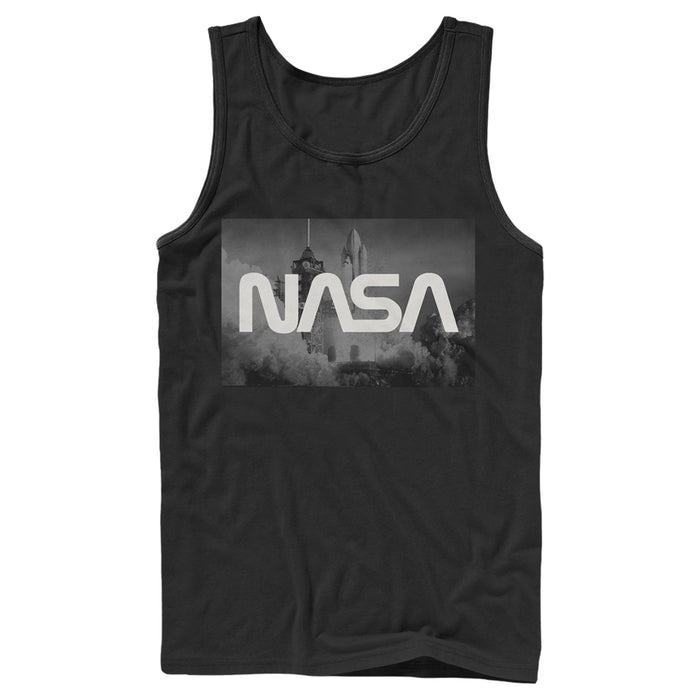 fifth sun Men's NASA Space Shuttle Blast Off Text Over Lay Tank Top