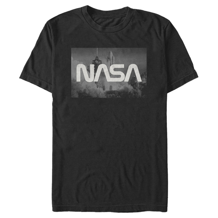 fifth sun Men's NASA Space Shuttle Blast Off Text Over Lay T-Shirt