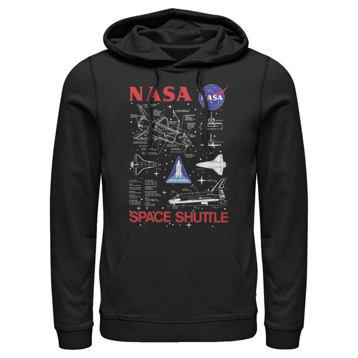 fifth sun Men's NASA Space Shuttle Schematic Details Pull Over Hoodie
