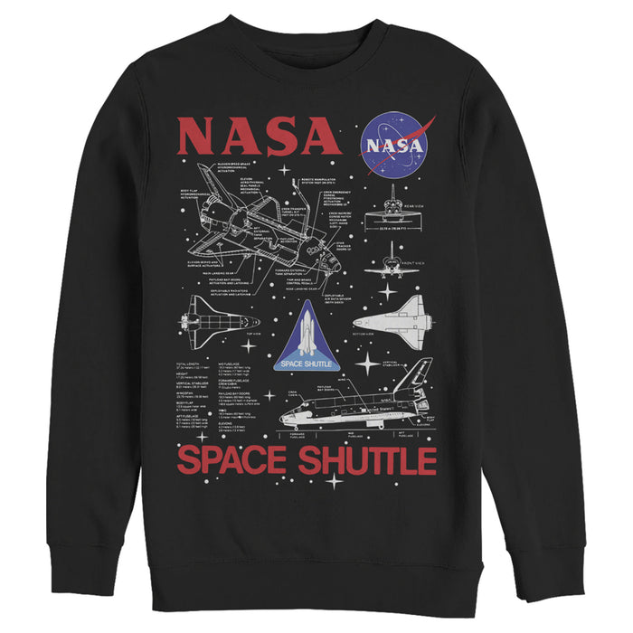 fifth sun Men's NASA Space Shuttle Schematic Details Sweatshirt