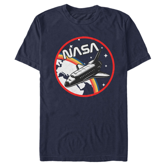 fifth sun Men's NASA Space Shuttle Travel Over Rainbow T-Shirt