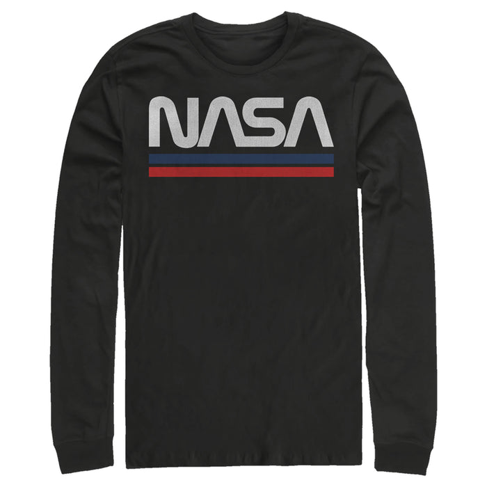 fifth sun Men's NASA Stripe Minimal Logo Vintage Long Sleeve Shirt