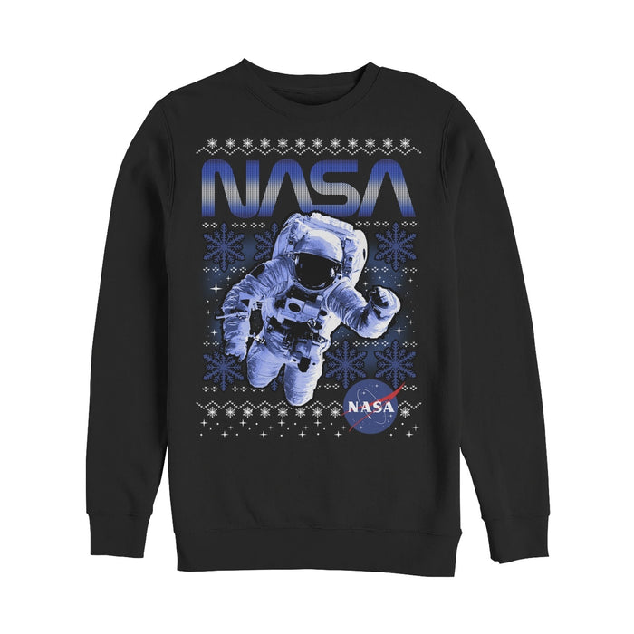 fifth sun Men's NASA Ugly Christmas Astronaut Print Sweatshirt