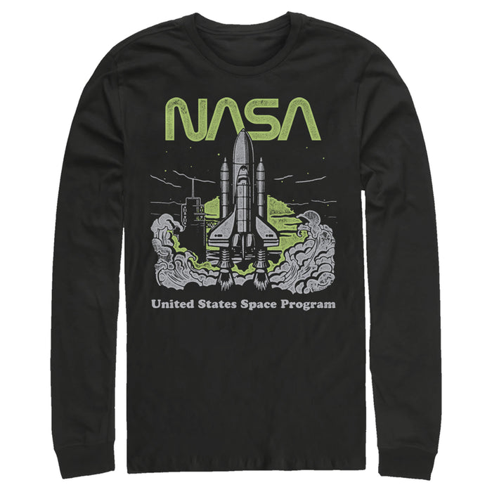 fifth sun Men's NASA United States Space Program Vintage Poster Long Sleeve Shirt