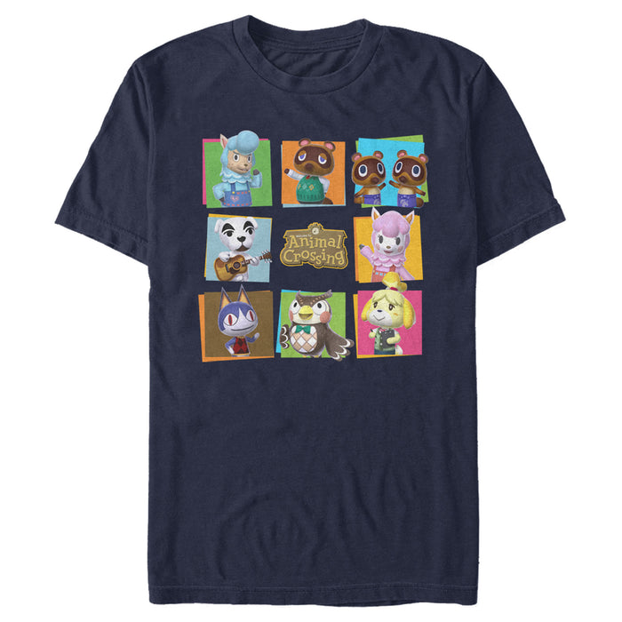 fifth sun Men's Nintendo Animal Crossing Group Shot Panels T-Shirt