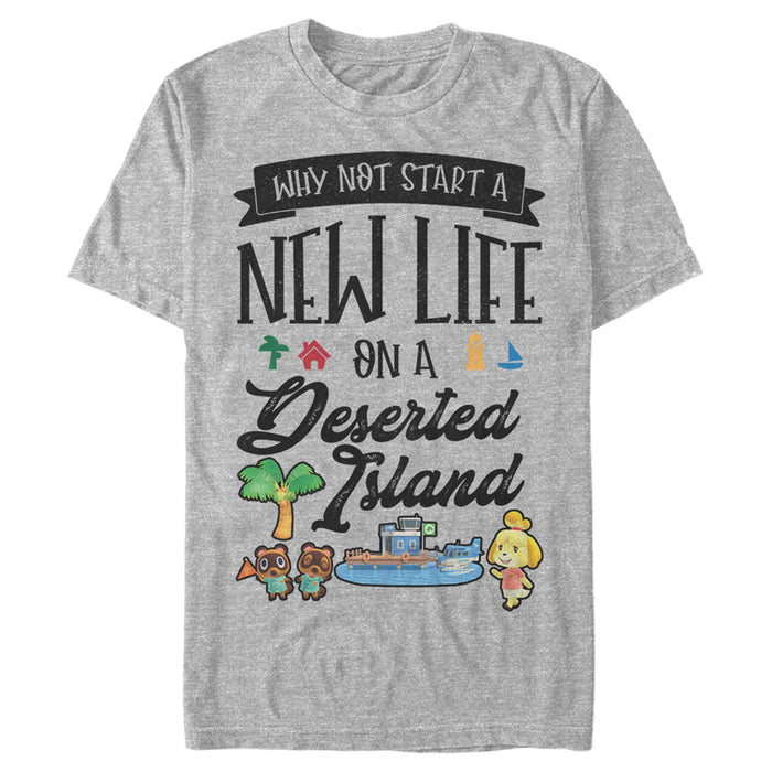 fifth sun Men's Nintendo Animal Crossing New Life on Deserted Island T-Shirt