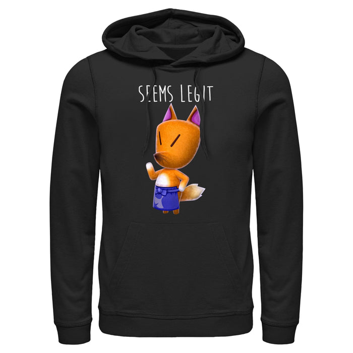 fifth sun Men's Nintendo Animal Crossing the Fox Seems Legit Pull Over Hoodie