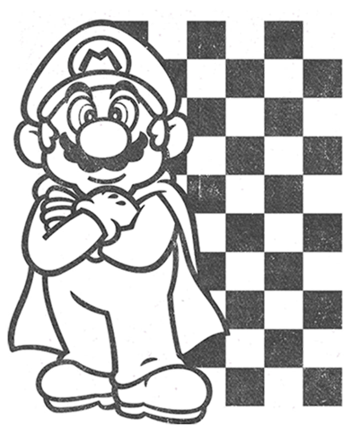 Fifth Sun Men's Nintendo Black And White Retro Mario Baseball Tee