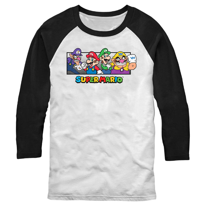 fifth sun Men's Nintendo Colorful Characters Baseball Tee