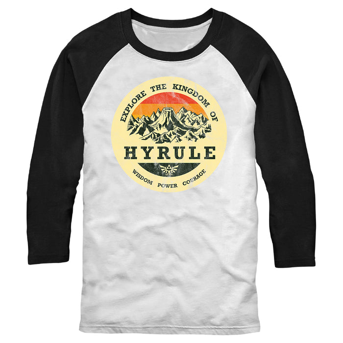 fifth sun Men's Nintendo Explore Hyrule Baseball Tee