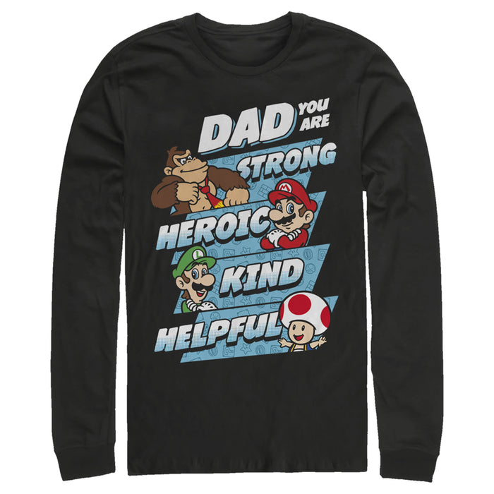 fifth sun Men's Nintendo Father's Day Mario Dad Qualities Long Sleeve Shirt