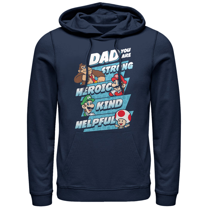 fifth sun Men's Nintendo Father's Day Mario Dad Qualities Pull Over Hoodie