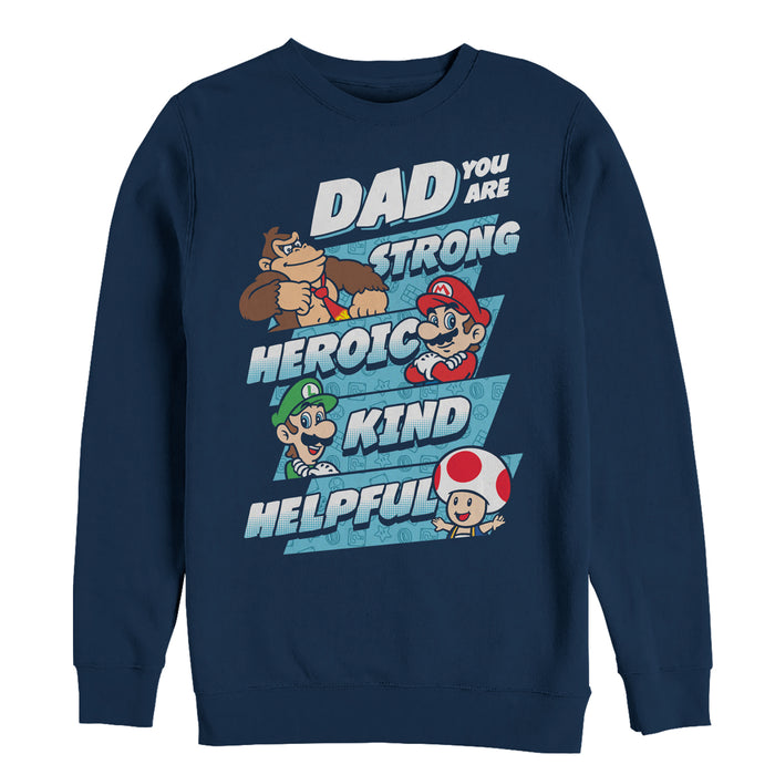 fifth sun Men's Nintendo Father's Day Mario Dad Qualities Sweatshirt