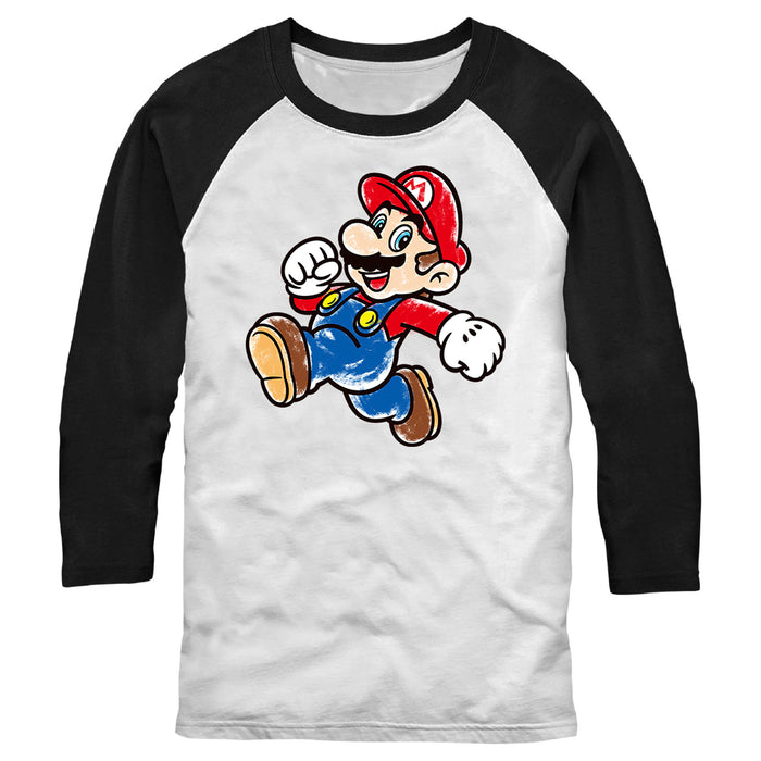 fifth sun Men's Nintendo Jumping Mario Baseball Tee