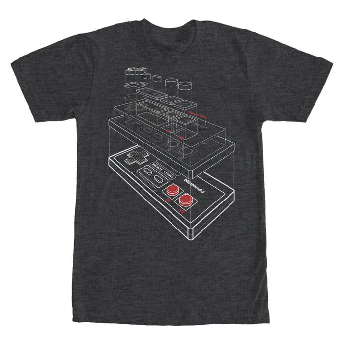 fifth sun Men's Nintendo Layered NES Controller T-Shirt