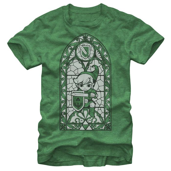 fifth sun Men's Nintendo Legend of Zelda Gray Grayscale Stained Glass T-Shirt