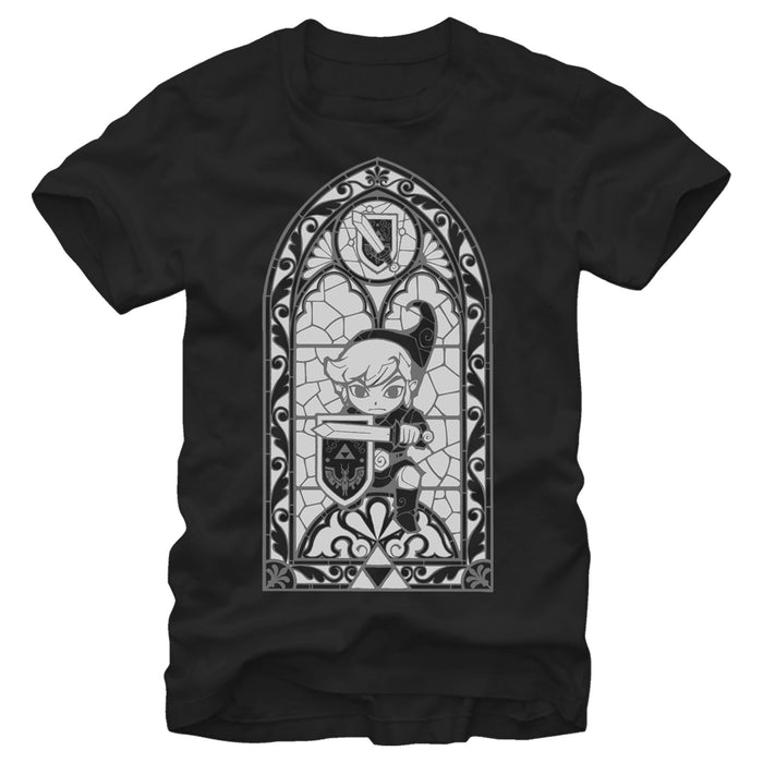 fifth sun Men's Nintendo Legend of Zelda Grayscale Stained Glass T-Shirt