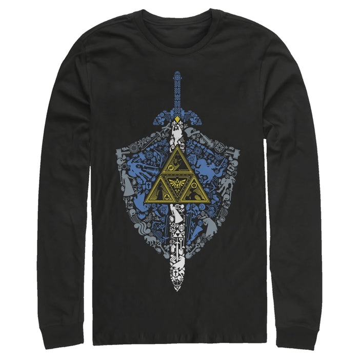 fifth sun Men's Nintendo Legend of Zelda Hidden Pattern Long Sleeve Shirt