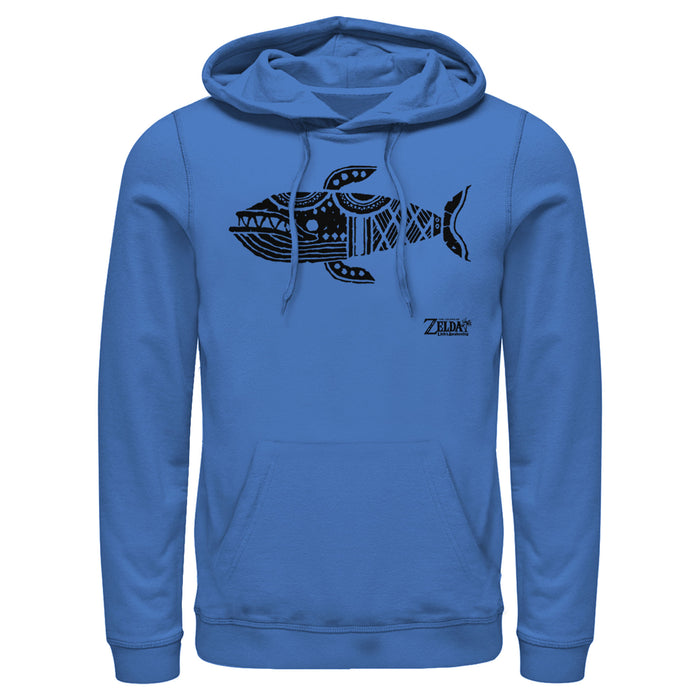 fifth sun Men's Nintendo Legend of Zelda Link's Awakening Whale Hieroglyphic Pull Over Hoodie