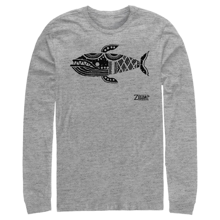 Fifth Sun Men's Nintendo Legend Of Zelda Link's Awakening Whale Hieroglyphic Long Sleeve Shirt