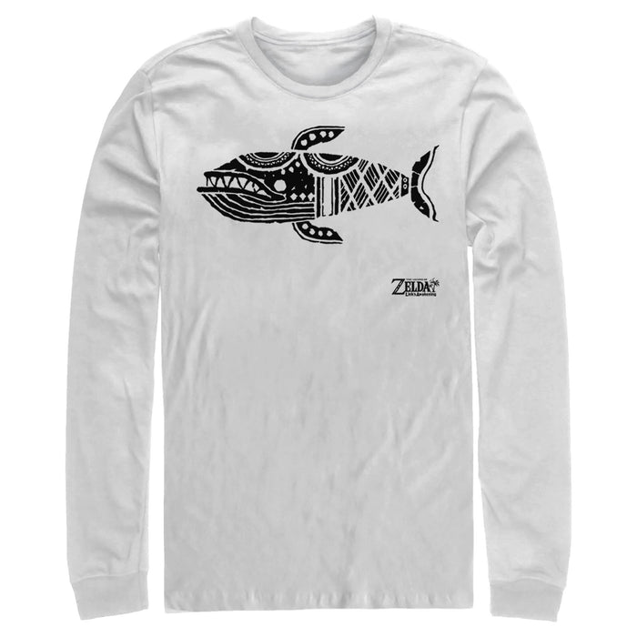 fifth sun Men's Nintendo Legend of Zelda Link's Awakening Whale Hieroglyphic Long Sleeve Shirt