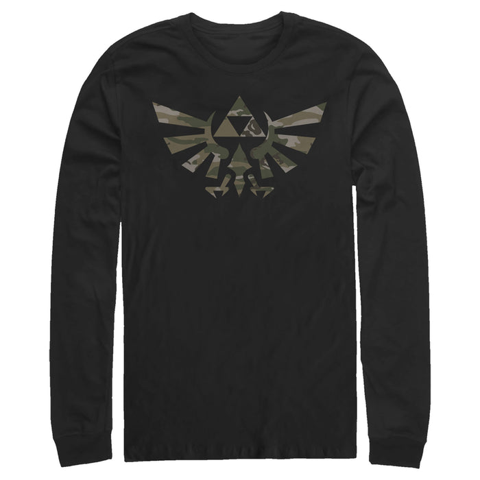 fifth sun Men's Nintendo Legend of Zelda Triforce Camouflage Print Long Sleeve Shirt