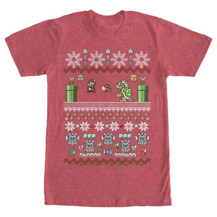 Fifth Sun Men's Nintendo Mario And Bowser Ugly Christmas Sweater T-Shirt