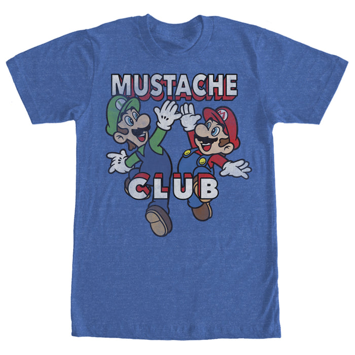 fifth sun Men's Nintendo Mario and Luigi Mustache Club T-Shirt