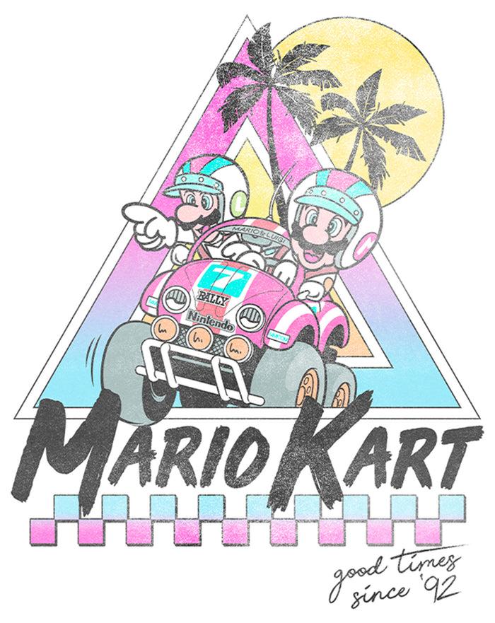 Fifth Sun Men's Nintendo Mario And Luigi Retro Beach Race Baseball Tee