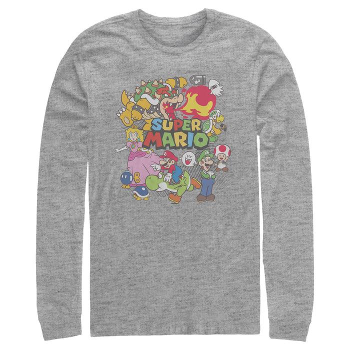 fifth sun Men's Nintendo Mario Cast Collage Long Sleeve Shirt