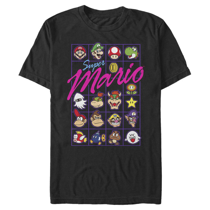 fifth sun Men's Nintendo Mario Character Grid T-Shirt