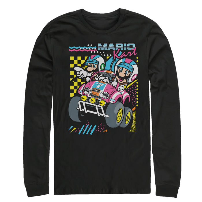fifth sun Men's Nintendo Mario Kart 90's Art Long Sleeve Shirt