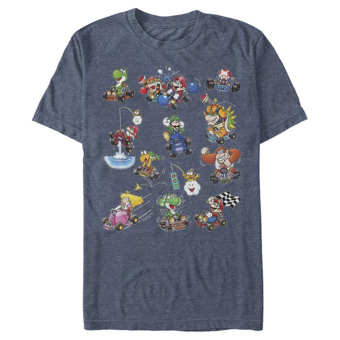fifth sun Men's Nintendo Mario Kart Racers Action Mach Up Poster T-Shirt