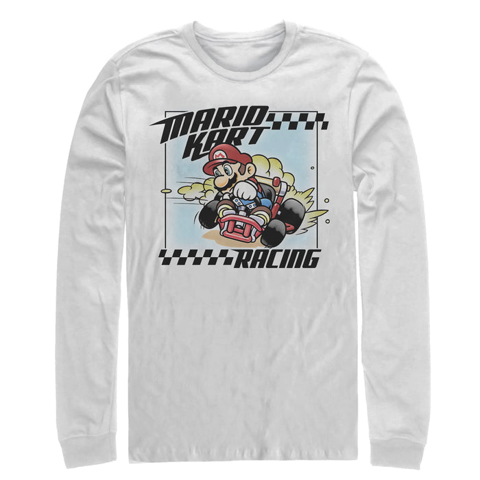 fifth sun Men's Nintendo Mario Kart Racing Frame Long Sleeve Shirt