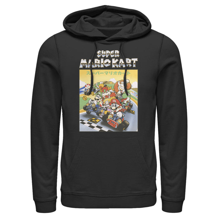 fifth sun Men's Nintendo Mario Kart Retro Chrome Logo Group Shot Pull Over Hoodie