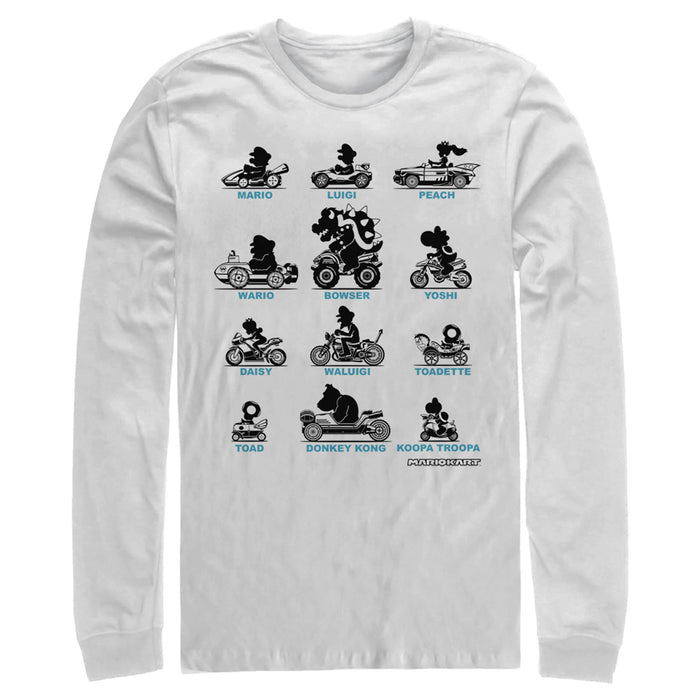fifth sun Men's Nintendo Mario Kart Silhouette Grid Long Sleeve Shirt