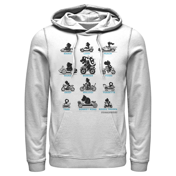 fifth sun Men's Nintendo Mario Kart Silhouette Grid Pull Over Hoodie