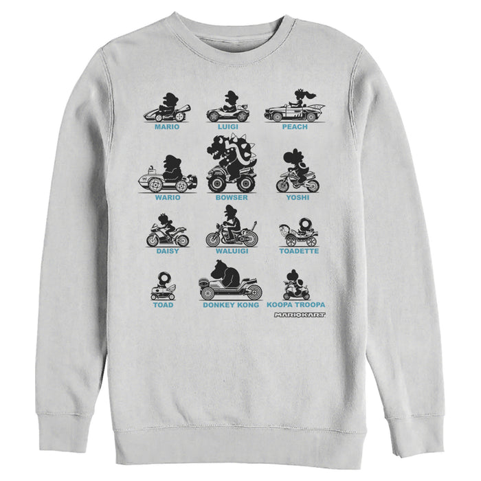fifth sun Men's Nintendo Mario Kart Silhouette Grid Sweatshirt