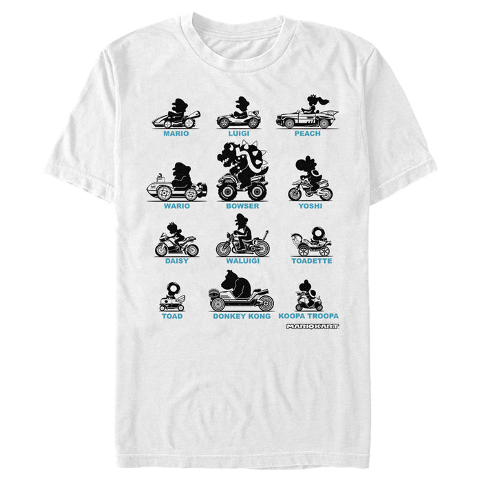 Fifth Sun Men's Nintendo Mario Kart Silhouette Grid T-Shirt
