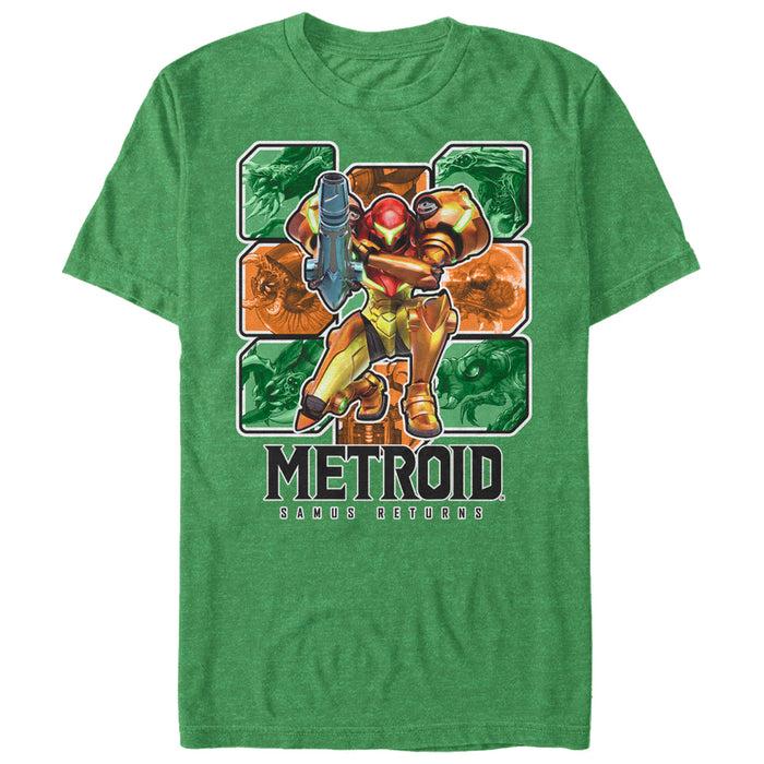 fifth sun Men's Nintendo Metroid Samus Returns Grid T-Shirt