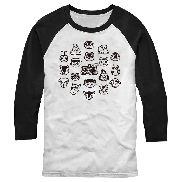 fifth sun Men's Nintendo New Horizons Character Icons Baseball Tee