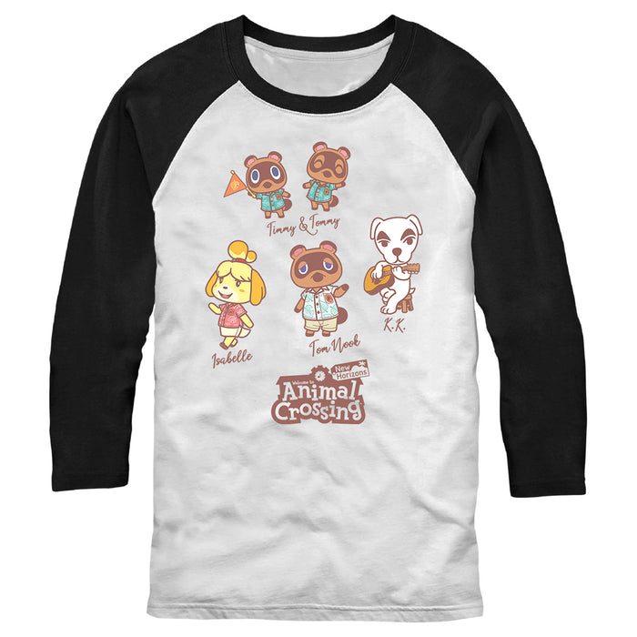 fifth sun Men's Nintendo New Horizons Crew Baseball Tee