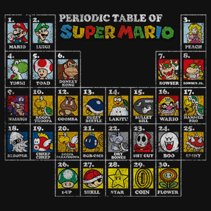 Fifth Sun Men's Nintendo Periodic Table Of Super Mario Long Sleeve Shirt