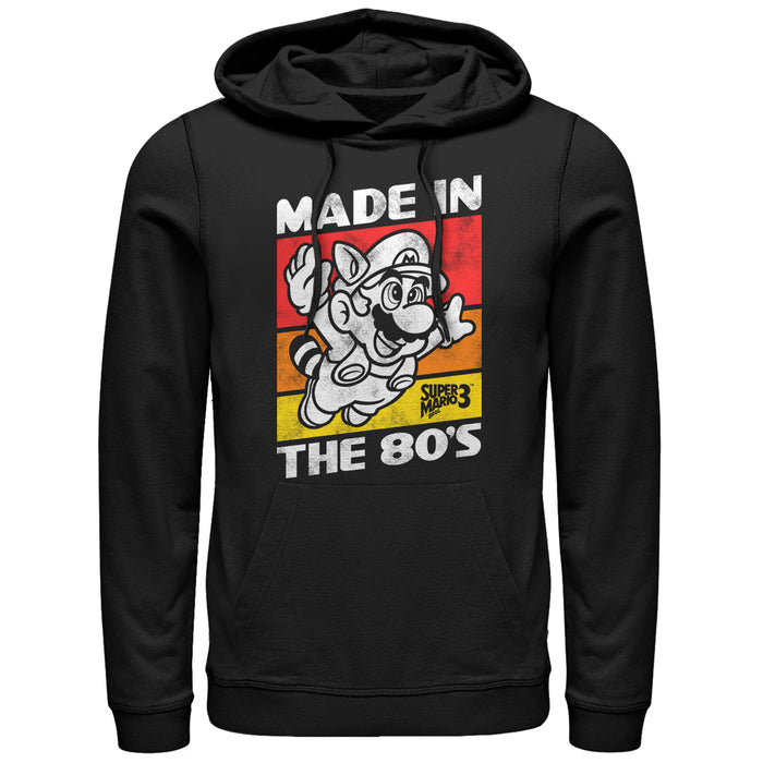fifth sun Men's Nintendo Raccoon Mario Made in the 80's Pull Over Hoodie