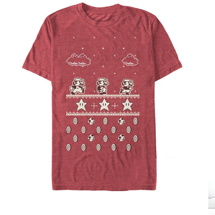 fifth sun Men's Nintendo Retro Pixelated Super Mario Screen T-Shirt