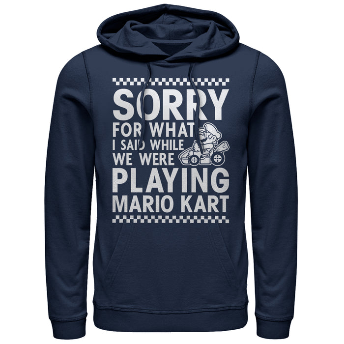 fifth sun Men's Nintendo Sorry For What I Said Playing Mario Kart Pull Over Hoodie