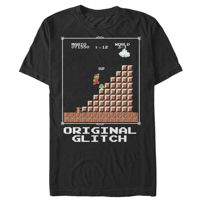 fifth sun Men's Nintendo Super Mario 8-Bit NES Original Glitch T-Shirt