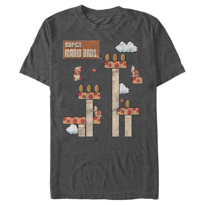 fifth sun Men's Nintendo Super Mario 8-Bit Platform Jump T-Shirt