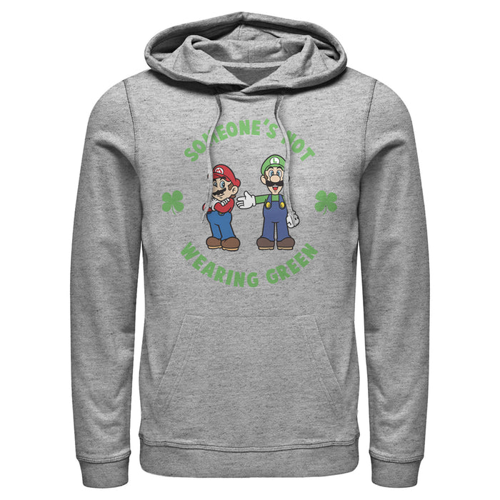 fifth sun Men's Nintendo Super Mario and Luigi St. Patrick's Not Wearing Pull Over Hoodie