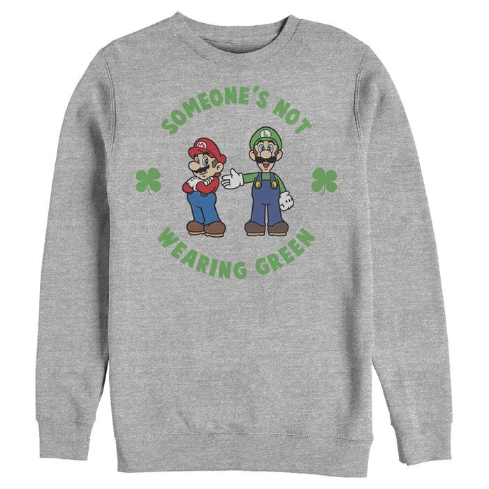 fifth sun Men's Nintendo Super Mario and Luigi St. Patrick's Not Wearing Sweatshirt